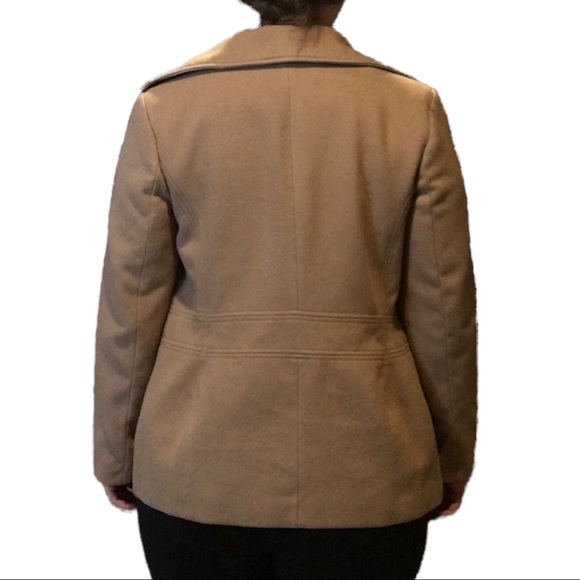 Tan Peacoat, JM Collection, Winter Lightweight Pea Coat, Classy, Caramel, Medium - Picture 4 of 12